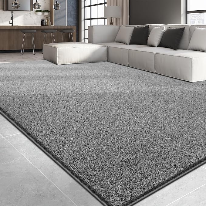 Large Area Rugs for Living Room Bedroom, 7x10 Feet Grey Rug, Minimalist Modern - Image 4