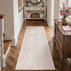 Pink Runner Rug 2x5 Hallway Machine Washable Kitchen Vintage Distressed Non by PureCozy