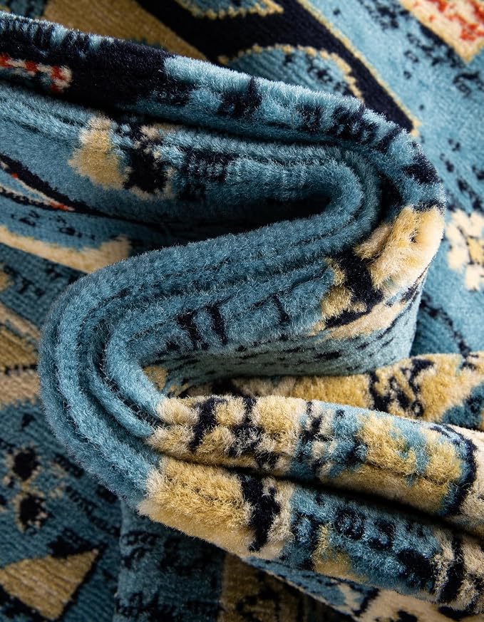 Unique Loom Taftan Collection Border Geometric Tribal Inspired Design Area Rug - Image 7