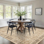 5x7 Beige Washable Rug for Living Room Large Vintage Distressed Bedroom Rug Low - Image 2