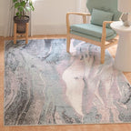 SAFAVIEH Glacier Collection 6'7" x 9' Pink / Blue GLA126U Modern Abstract - Image 2