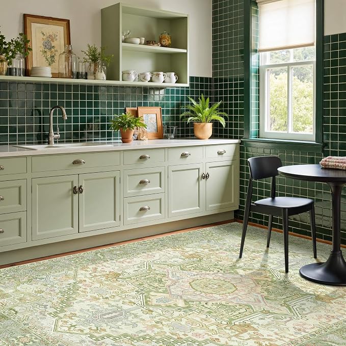 Kokia 9x12 Washable Sage Green Area Rugs - Image 8