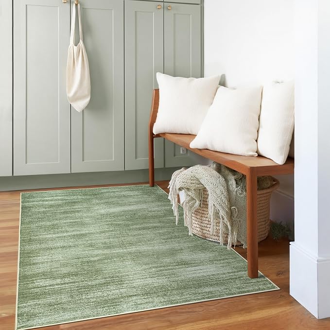 Hunter Green Modern Rug for Bedroom Non Slip Washable 3 x 5 Area Rug for by BILEEHOME