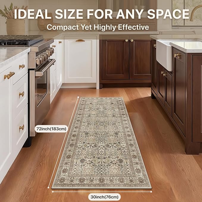 Bavni2'6''x6 Rug Runners for Hallways, Washable Runner Rug Non Slip, Vintage - Image 8
