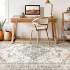 8x12 Area Rugs Living Room: Washable Boho Large Neutral Vintage Soft Rug Stain - Image 7