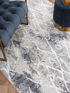 Adel Modern Area Rug for Living Room, 6x9 Rustic Distressed Abstract Blue Rug - Image 6