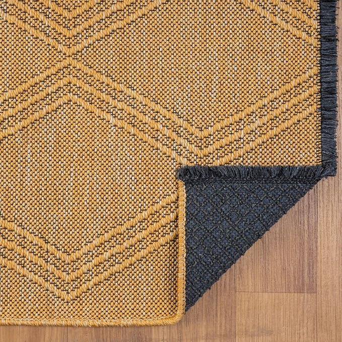 LUXE WEAVERS Modern Farmhouse Yellow 5x7 Washable Area Rug, Anti-Slip Diamond - Image 7