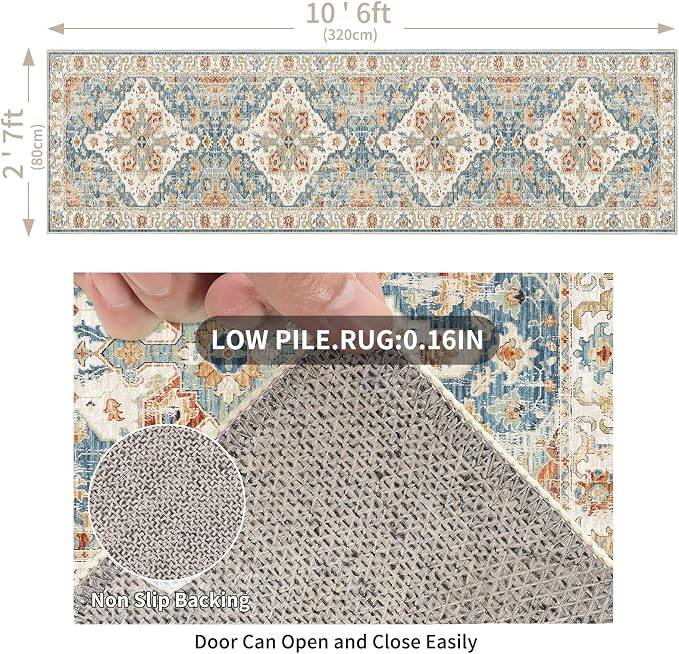 Enkor Runner Rugs for Hallway, 2.6x10.5 Washable Soft Non Slip Floor Rugs for - Image 2