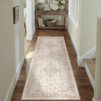 Beige 2x6 Runner Rug Washable Hallway Vintage Carpet Low Pile Non Slip - Image 3