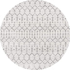 JONATHAN Y Boho Vintage Diamond Cream/Gray Round Area Rug 8 ft, Moroccan Hype - Image 2