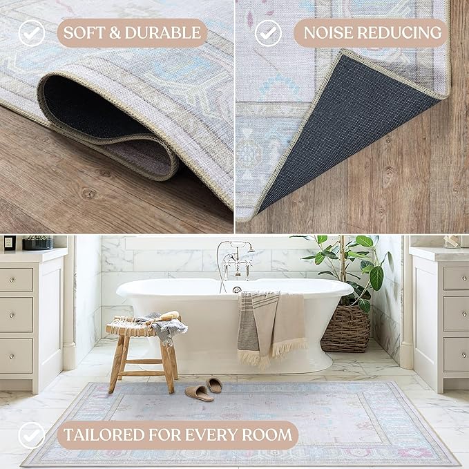 Fame Living Pink Oushak Rug, Modern Small Rugs, Door Mat, Doormat - Image 6