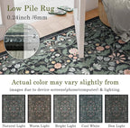 3x5 Washable Area Rug Floral Dark Green Entryway Small Rug Vintage Forest Low - Image 4