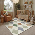 3x5 Checkered Area Rugs for Living Room Colorful Machine Washable Large Rug by PureCozy