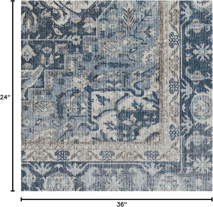 RUGGABLE Washable Area Rug – Kamran Admiral Blue 2x3, Stain-Resistant, Non-Slip - Image 3