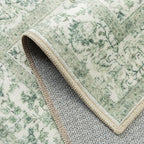Sage Green Area Rug 3x5 Washable Office Entryway Carpet Vintage Distressed Non - Image 8
