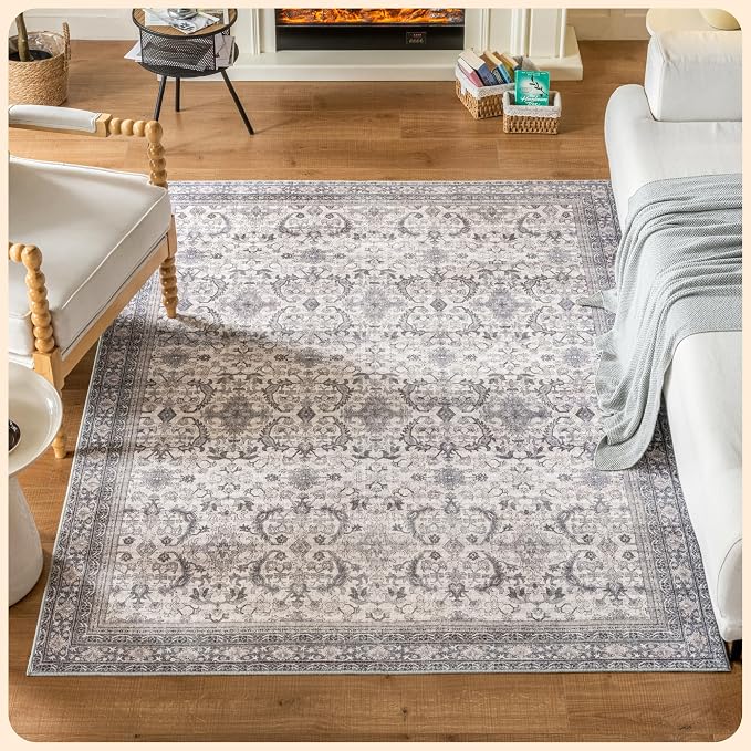 Istana 4x6 Rug - Pale Rose Beige Area Rugs 4x6 - Kid & Pet Friendly Machine by Istana