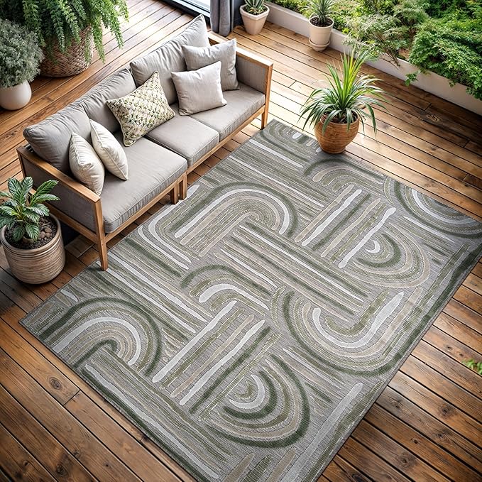CAMILSON Indoor Outdoor Rug, Easy-Cleaning Non-Shedding Living Room, Garden and - Image 8