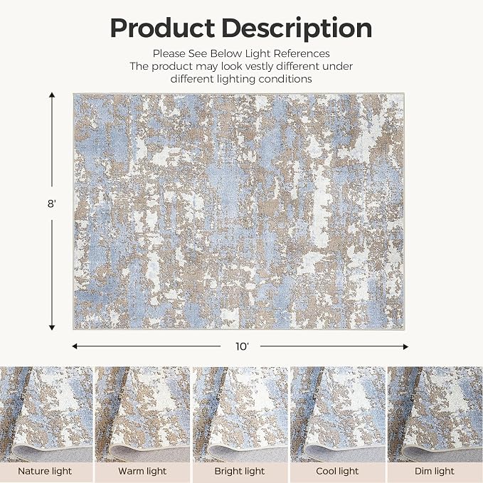 WITSHOCK 8x10 Area Rugs for Living Room: Washable Abstract Large Rug for Dining - Image 2