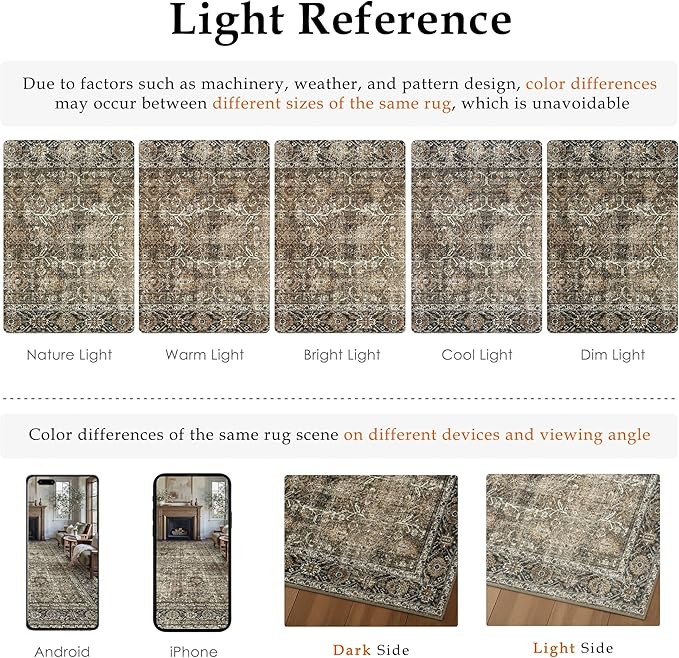 Brown Runner Rug 2'6"x8' Vintage Area Carpet Hallway Long Indoor Kitchen - Image 2