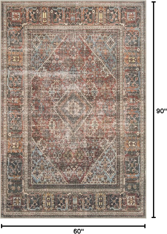 Loloi Loren Collection LQ-13 Brick/Midnight 5'-0" x 7'-6" Area Rug - Image 3