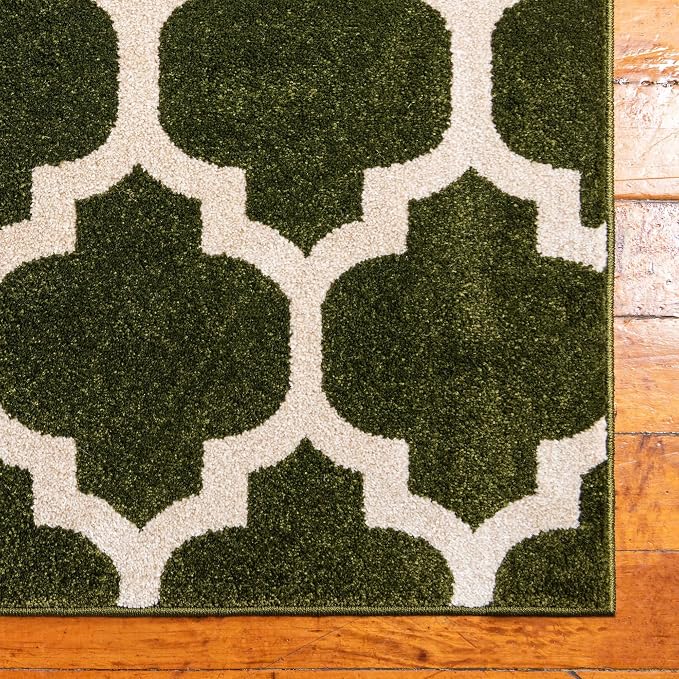 Rugs.com Lattice Collection Rug – 9' x 12' Dark Green Medium Rug Perfect - Image 6