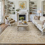 HUGEAR 6x9 Area Rug Beige Vintage Machine Washable Living Room Retro Rugs by HUGEAR