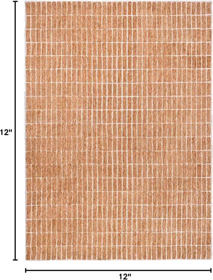Hand-Tufted 100% Wool Area Rug – Unique Modern Geometric Grid Pattern, Soft - Image 2