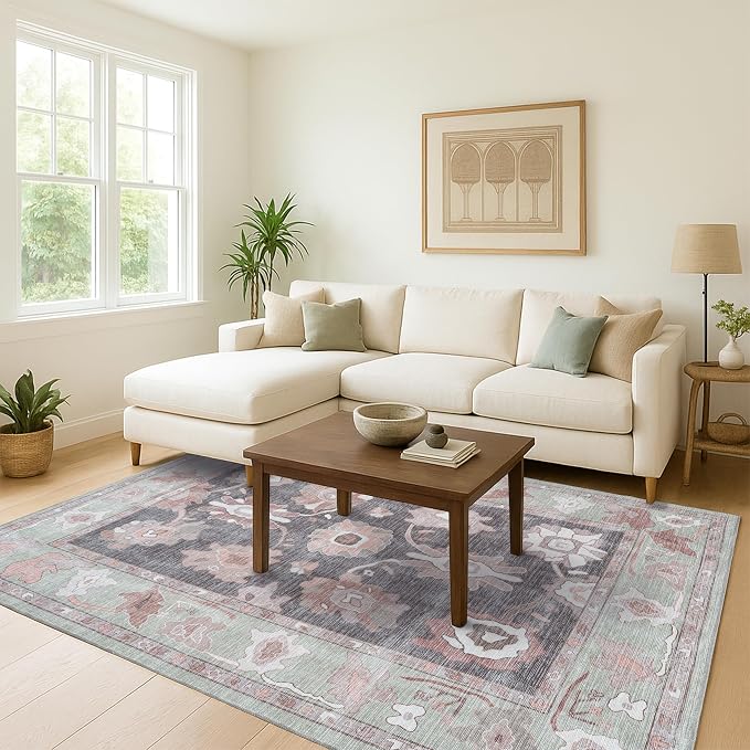 Fame Living Green Oushak Rug, Large Area Rugs - Image 2