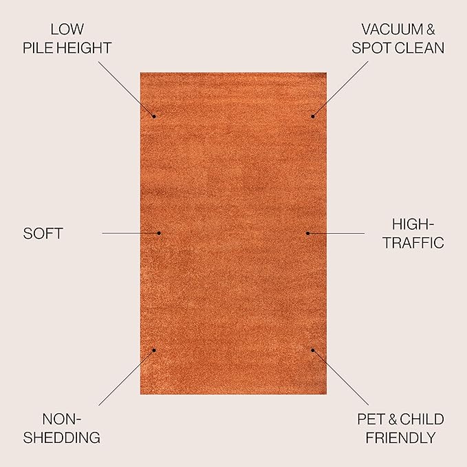 JONATHAN Y Haze Solid Low-Pile Orange 3x5 Oval Indoor Area Rug, Minimalist - Image 2