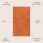 JONATHAN Y Haze Solid Low-Pile Orange Indoor Area Rug 10x14, Minimalist - Image 2