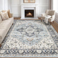 9x12 Area Rug Living Room: Washable Boho Large Neutral Vintage Soft Rugs Stain by LOONGRUG