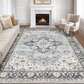 10x14 Area Rugs Living Room: Washable Boho Large Neutral Vintage Soft Rug Stain by LOONGRUG