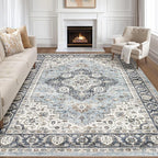 10x14 Area Rugs Living Room: Washable Boho Large Neutral Vintage Soft Rug Stain by LOONGRUG