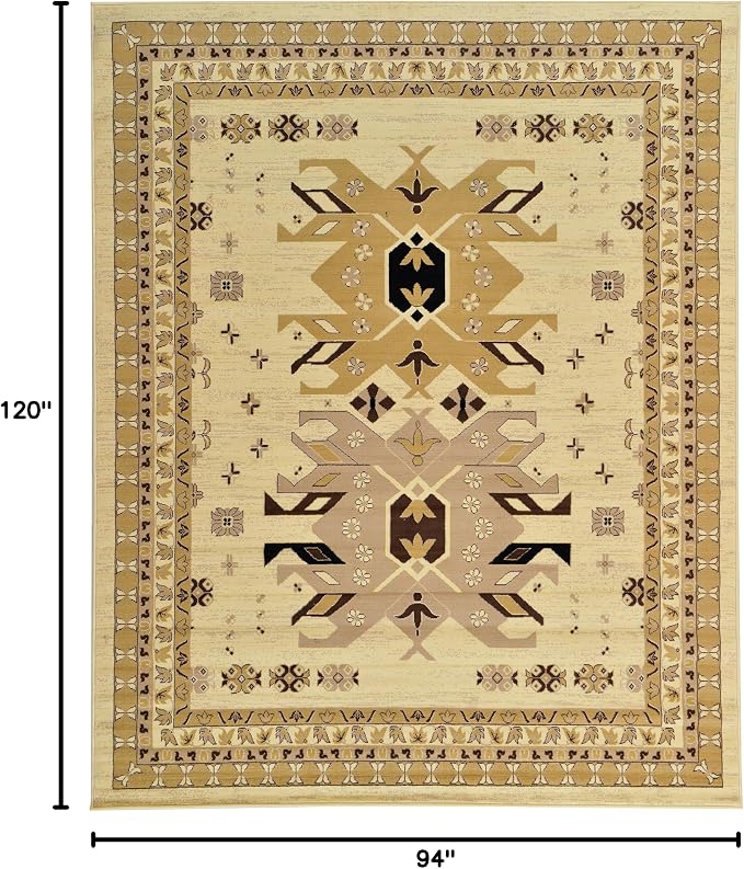 Unique Loom Taftan Collection Border Geometric Tribal Inspired Design Area Rug - Image 2