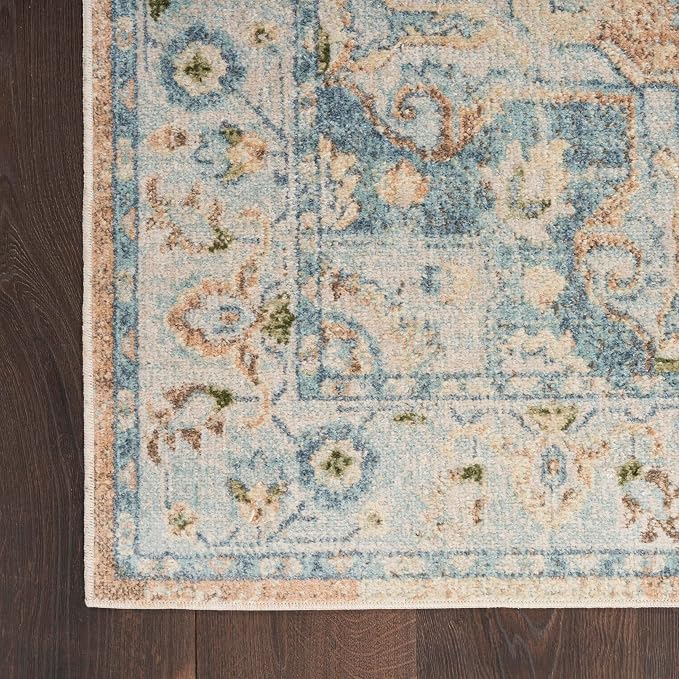 Nourison Home Astra Machine Washable Beige Blue 2'2" x 8' Area Rug - Image 5