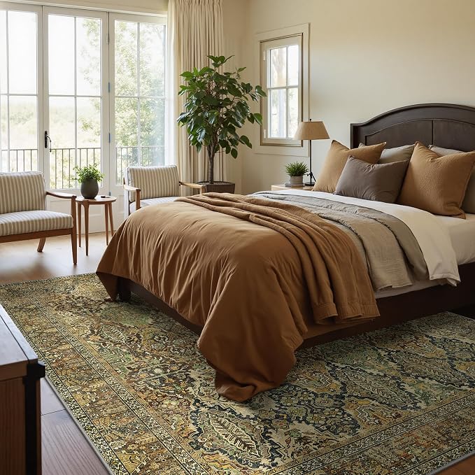 GENIMO 3x5 Area Rugs for Living Room, Machine Washable Non Slip Vintage Rugs - Image 4