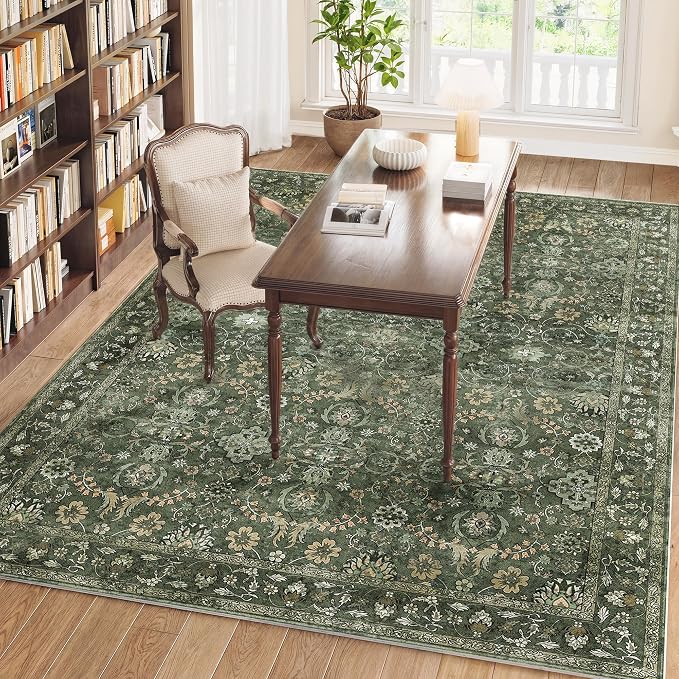 8x10 Washable Rugs for Living Room, Soft Large Rugs Green Area Rug, Indoor - Image 3