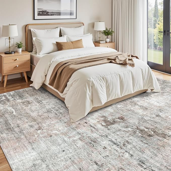 Abstract Rug 8x10 Large Living Room Rugs Neutral Modern Washable Area Rugs - Image 8