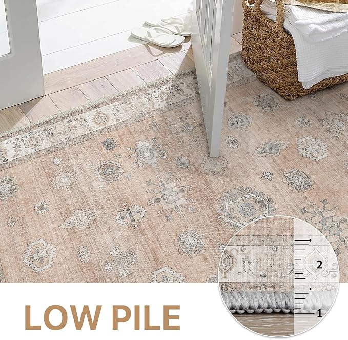 GENIMO 5x7 Area Rugs for Living Room, Machine Washable Non Slip Vintage Retro - Image 4