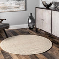 nuLOOM 8 Round Elfriede Jute & Cotton Hand Woven Area Rug, Solid Rustic by nuLOOM