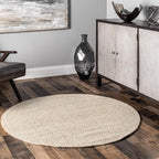 nuLOOM 8 Round Elfriede Jute & Cotton Hand Woven Area Rug, Solid Rustic by nuLOOM