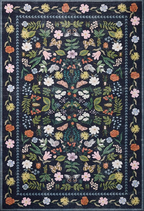 Loloi Rifle Paper Co. Canopy Collection CNP-04 Black 5'-0" x 5'-0" Round Accent - Image 2