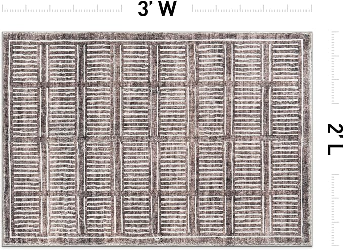 Rugshop Bohemian Stripe Lines Washable Non Slip Area Rug 2' x 3' Brown - Image 2