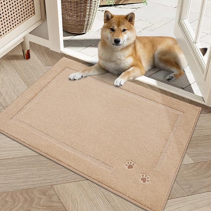 BEQHAUSE Dog Door Mat for Muddy Paws 20"x32" Dirt Trapper Absorbent Doormat Non by BEQHAUSE