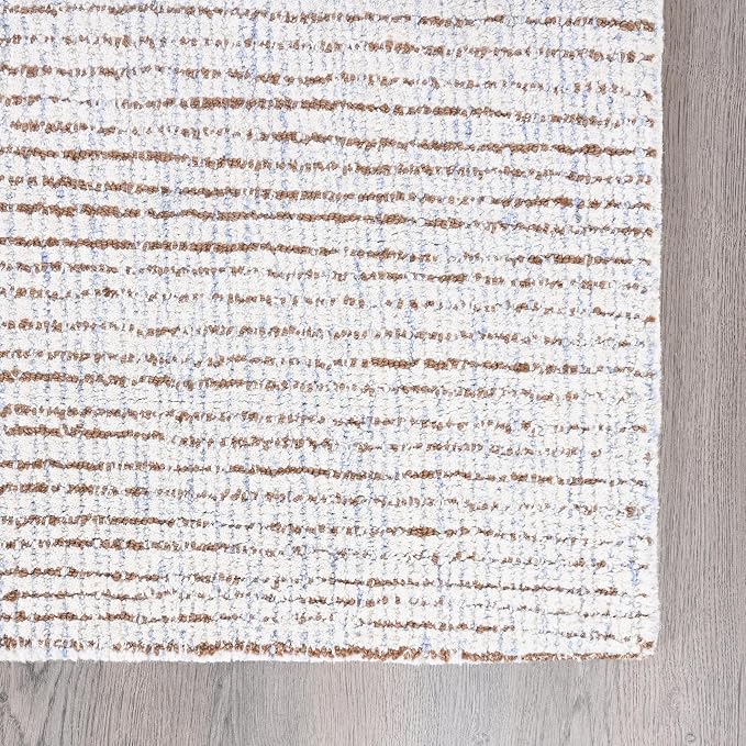 Hand-Tufted 100% Wool Pile Area Rug – Geometric Textured Grid Check Pattern – - Image 3