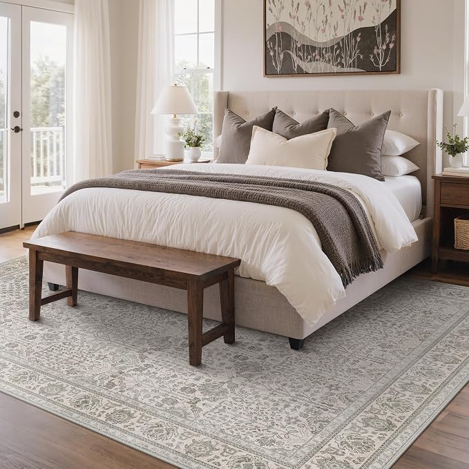 Bavni Washable Rugs 8x10-Machine Washable Rug Lightweight Low Pile, Vintage - Image 4