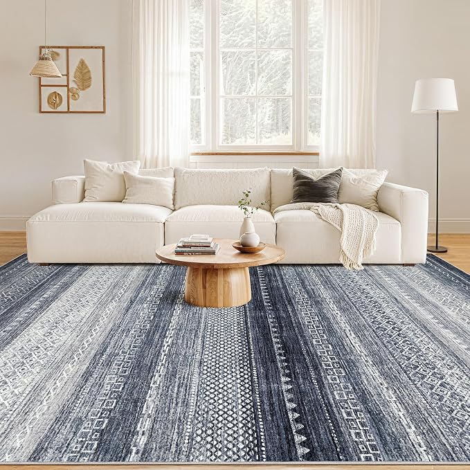 Nakagishi Area Rug Living Room Rugs: 7x9 Machine Washable Boho Large Neutral - Image 5
