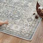 jinchan Area Rug 4x6 Washable Bedroom Rug Vintage Distressed Gray Multi Floral - Image 7