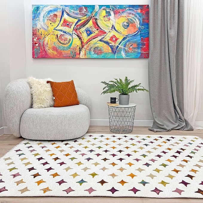 Alfa Rich 7x10 Moroccan White Area Rugs - Image 3