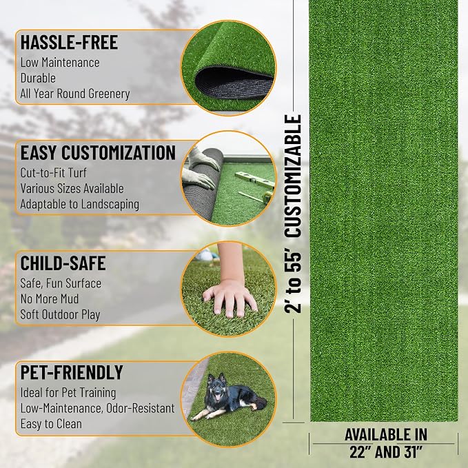 Ottomanson Artificial Grass Turf 2'7" x 39' Indoor Outdoor Faux Grass Rug - Image 2